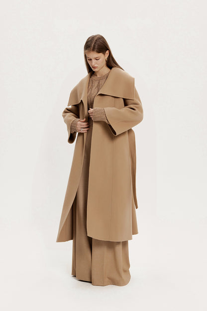 DIANA CAMEL OVERSHAWL HANDMADE COAT
