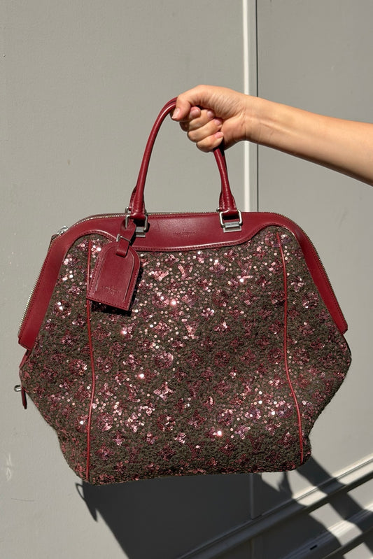VINTAGE - LV LEATHER BAG BURGUNDY