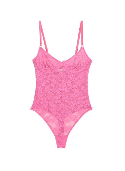 LE STRETCH LACE BODYSUIT PINK