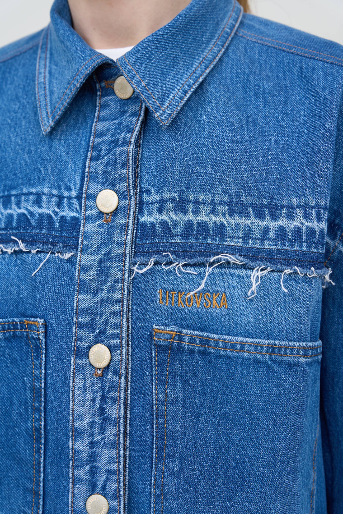 FRAYED DENIM SHIRT