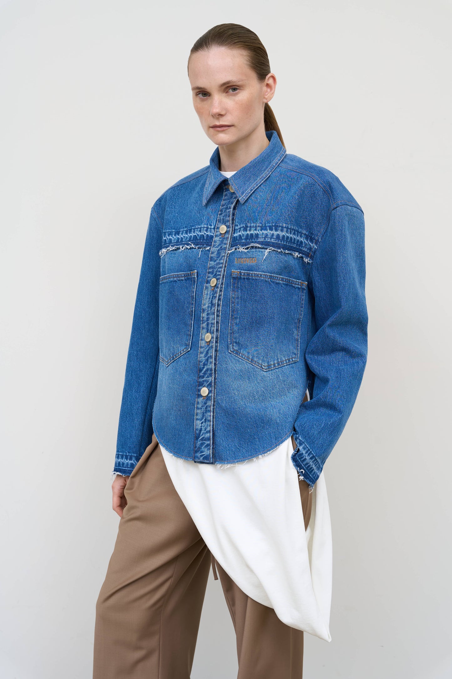 FRAYED DENIM SHIRT