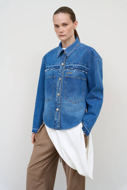 FRAYED DENIM SHIRT