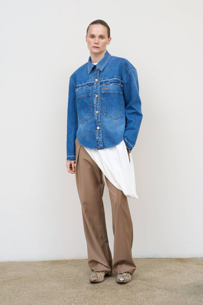 FRAYED DENIM SHIRT