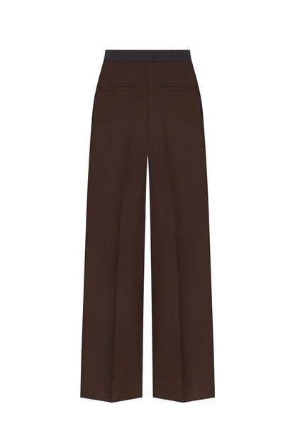 STRAIGHT-LEG BROWN WOOL TROUSERS