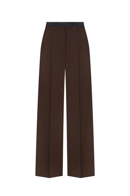 STRAIGHT-LEG BROWN WOOL TROUSERS
