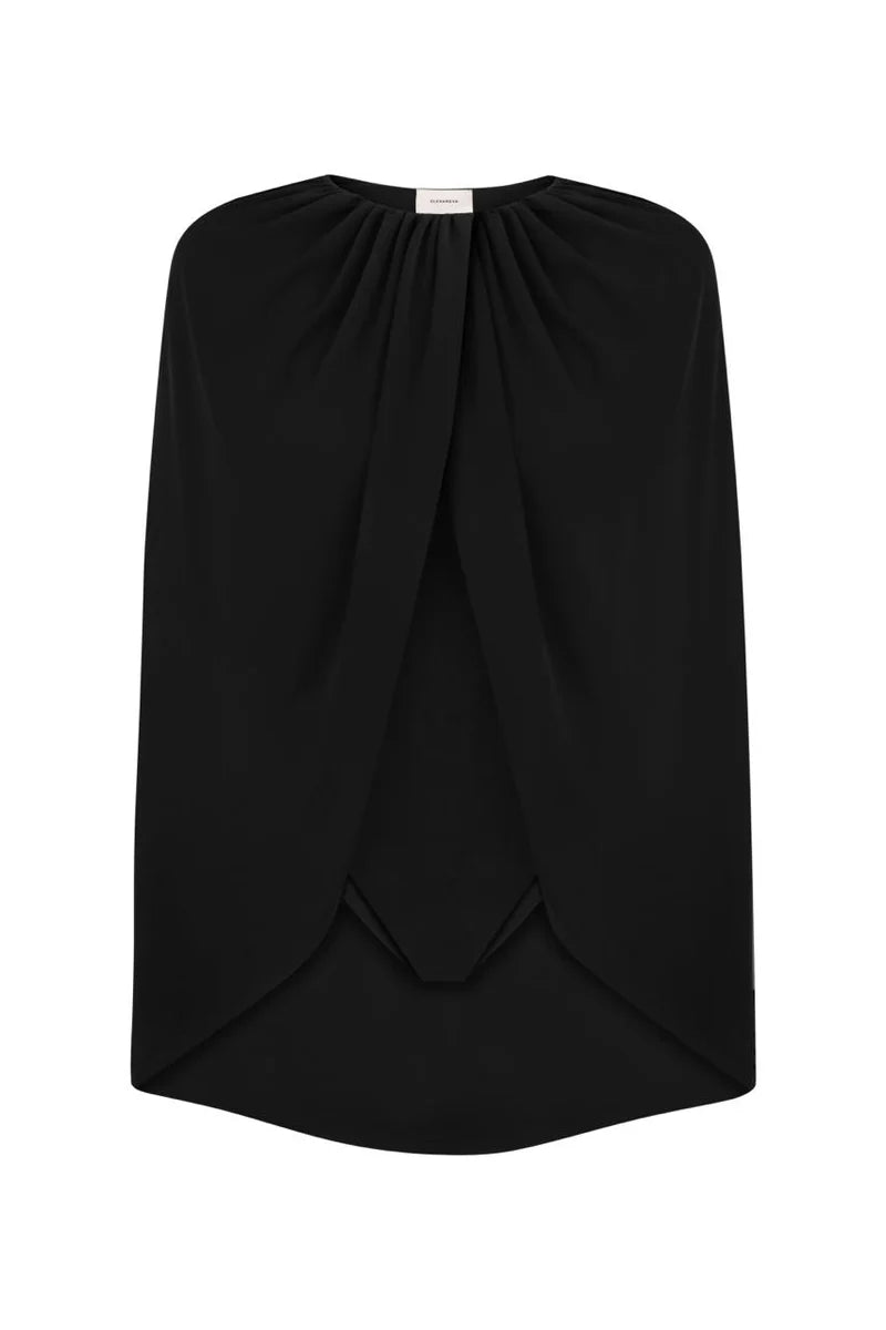 BLACK JERSEY CAPE BODYSUIT