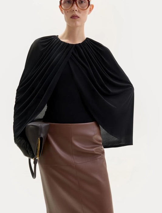 BLACK JERSEY CAPE BODYSUIT
