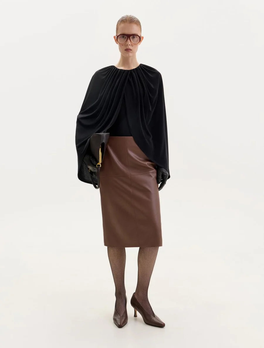 BLACK JERSEY CAPE BODYSUIT