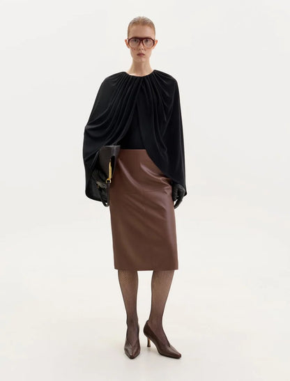 BLACK JERSEY CAPE BODYSUIT