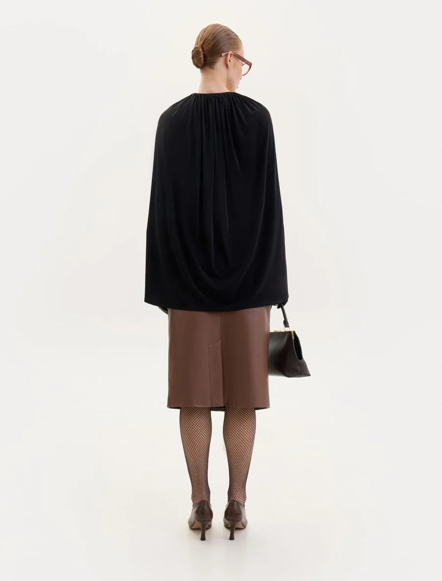 BLACK JERSEY CAPE BODYSUIT