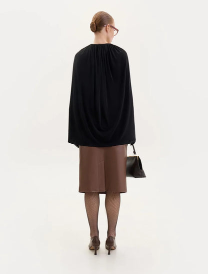 BLACK JERSEY CAPE BODYSUIT