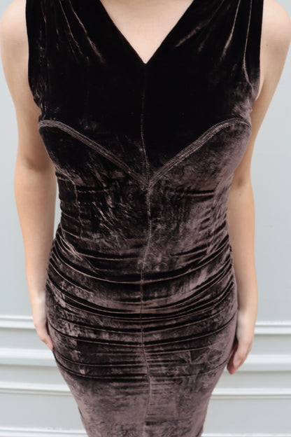 VINTAGE - LV BROWN VELVET DRESS