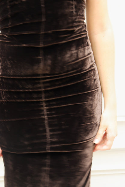 VINTAGE - LV BROWN VELVET DRESS