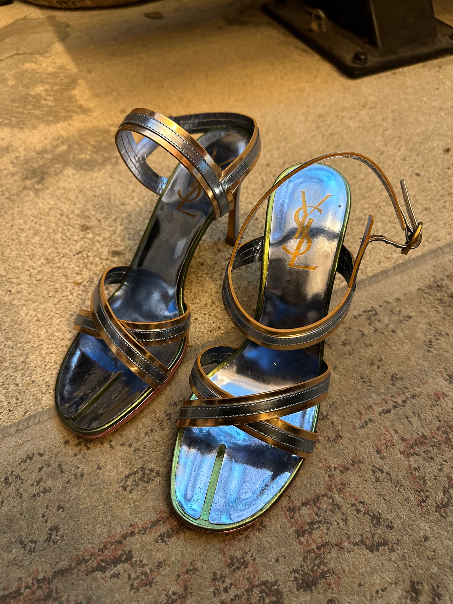 VINTAGE - SAINT LAURENT METALLIC SANDALS