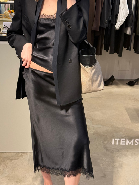 SAVIA LACE SILK MIDI SKIRT