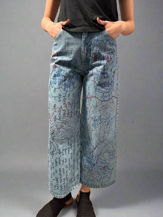 MEDIUM BLUE WIDE JEANS by RETELLETER