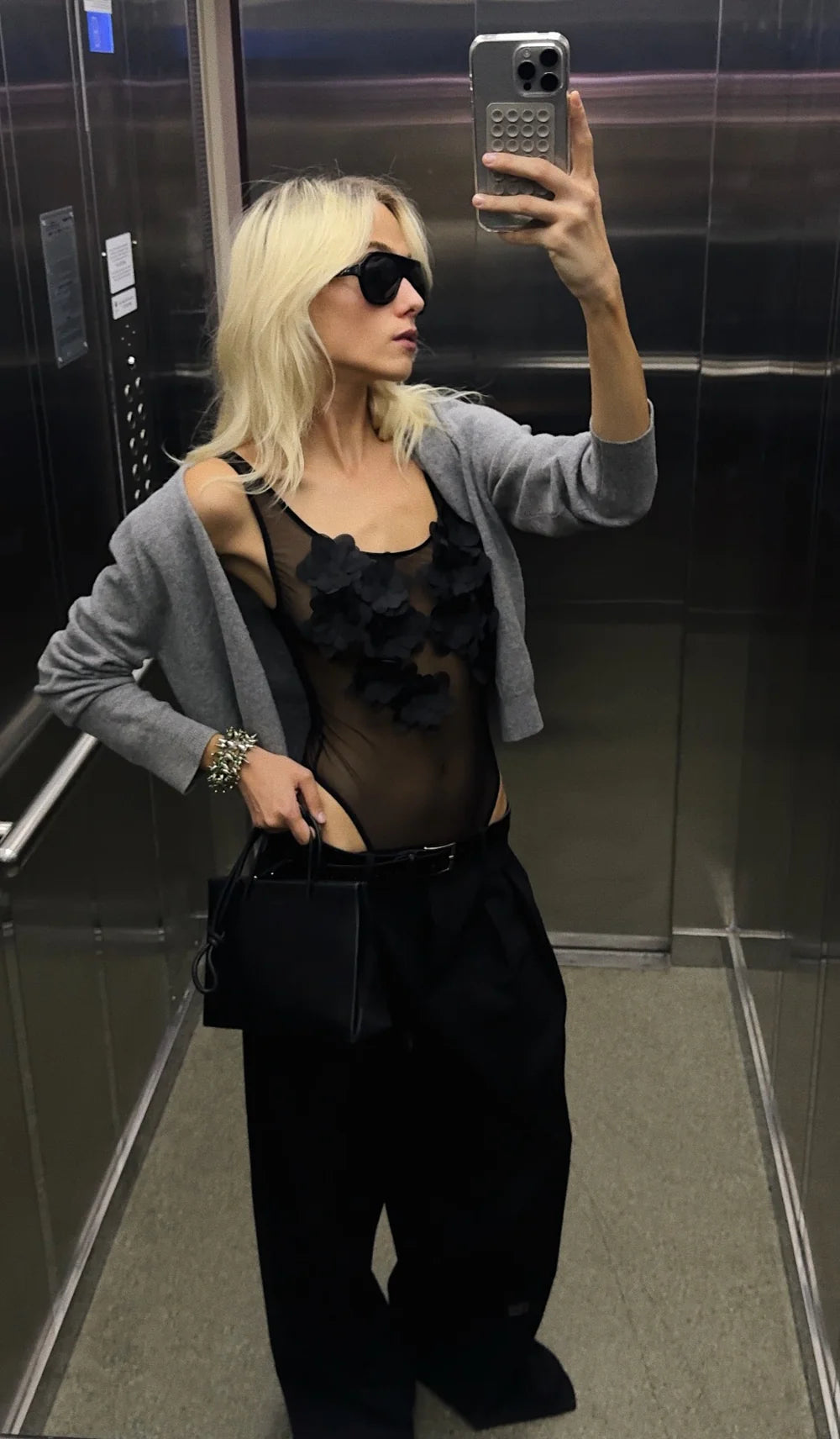 TINY BLACK PEONY BODYSUIT