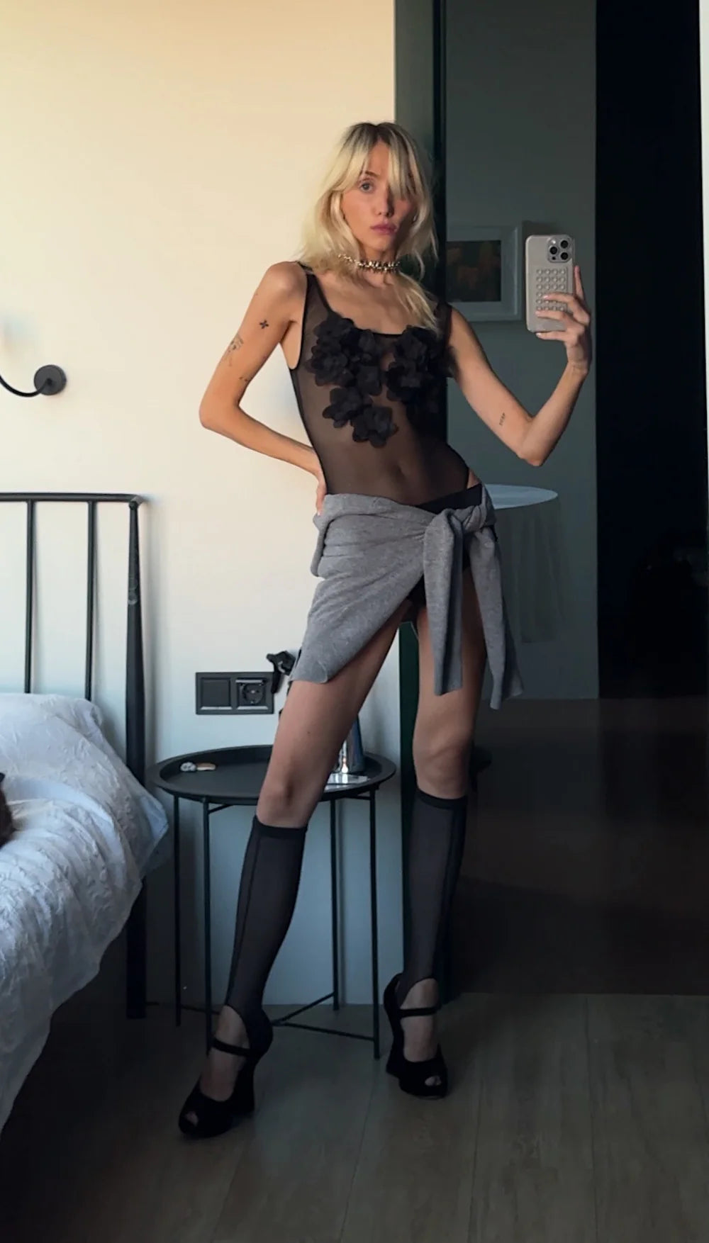 TINY BLACK PEONY BODYSUIT