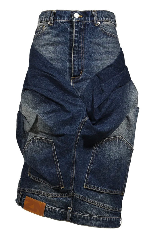 DOUBLE DENIM SKIRT