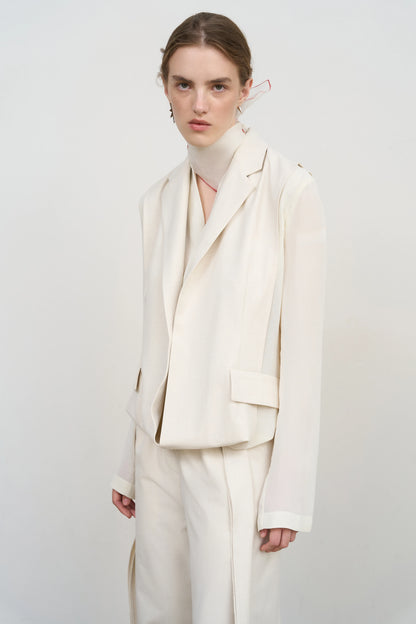 LAYERED TUCKED-HEM JACKET IVORY