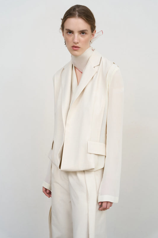LAYERED TUCKED-HEM JACKET IVORY