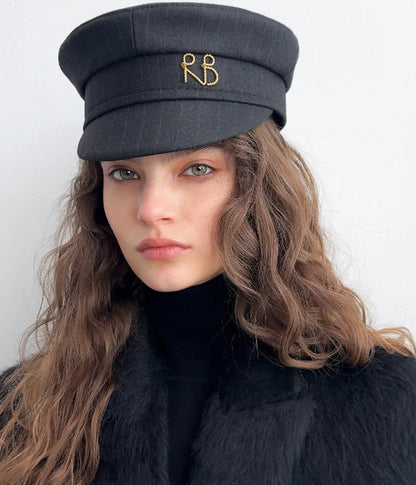 STRIPE-PATTERN BAKER BOY CAP