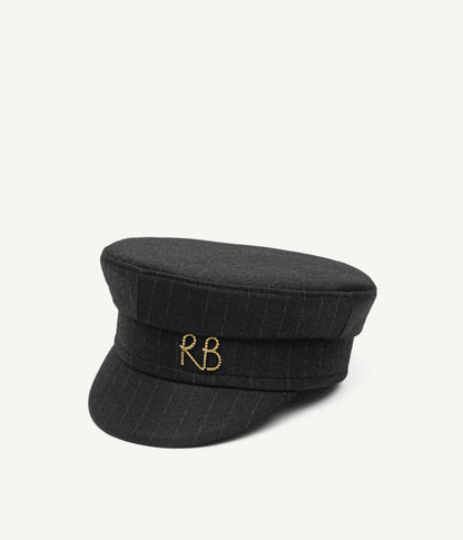 STRIPE-PATTERN BAKER BOY CAP