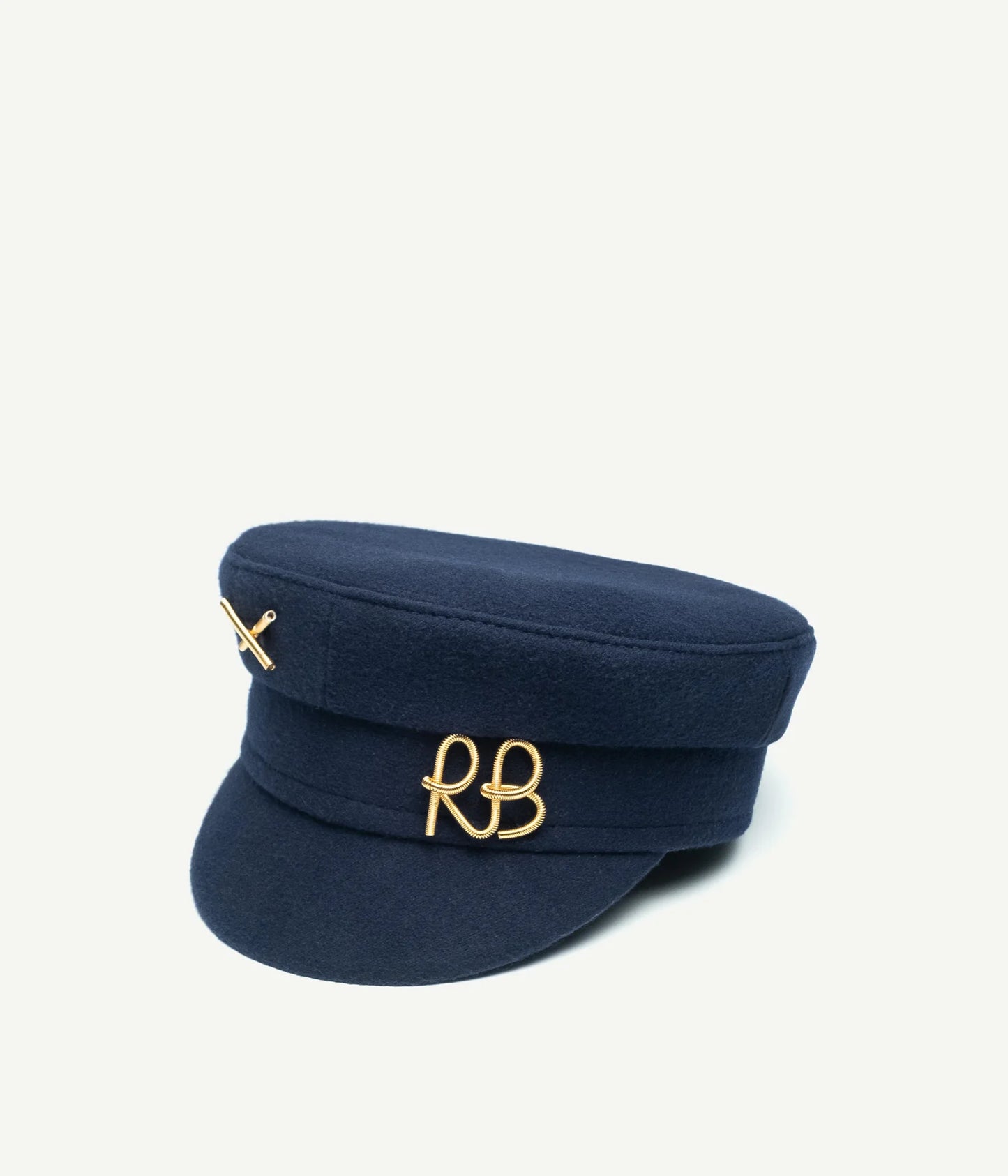 LOGO-EMBELLISHED NAVY BAKER BOY CAP