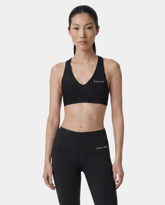 V-NECK SPORTS BRA BLACK