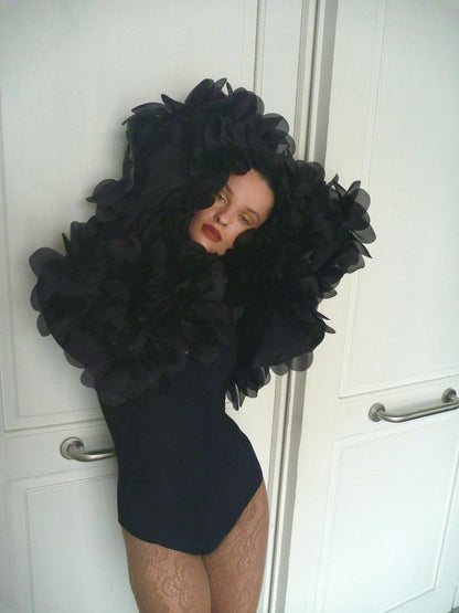 PEONY SOFT BOMBER JACKET IN CHARCOAL BLACK