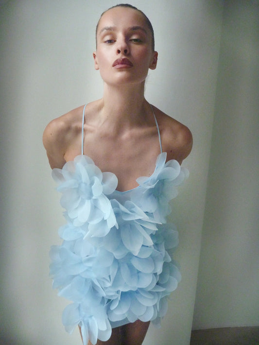 PEONY PASSION DRESS IN CRISP BLUE