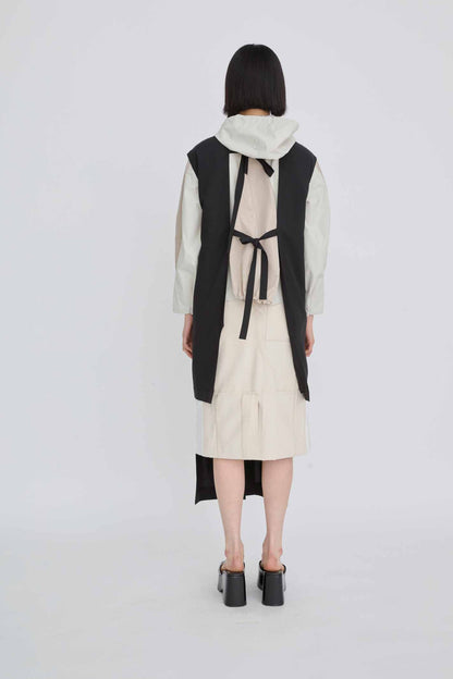 ASYMMETRICAL-LENGTH BACK-OPEN DRESS