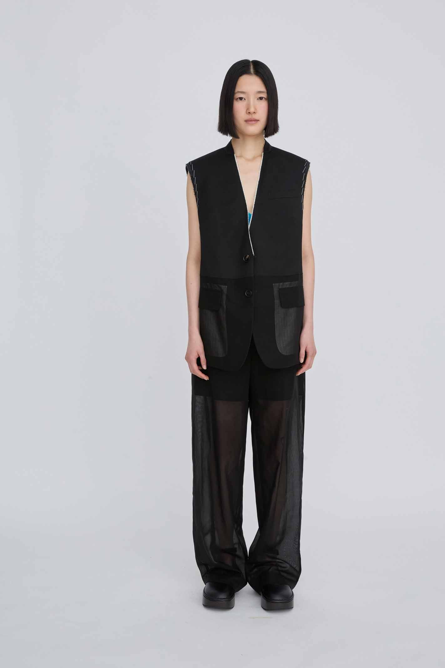LAYERED RAW-EDGED VEST