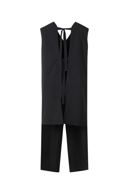 ASYMMETRICAL-LENGTH BACK-OPEN DRESS
