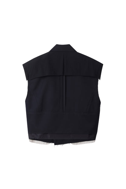 EXPOSED LAYER CROPPED VEST