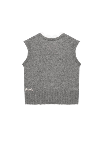 LACE-TRIMMED VEST IN GREY