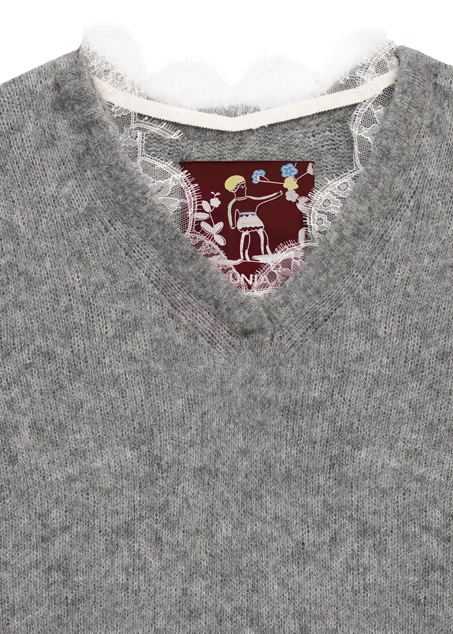 LACE-TRIMMED VEST IN GREY