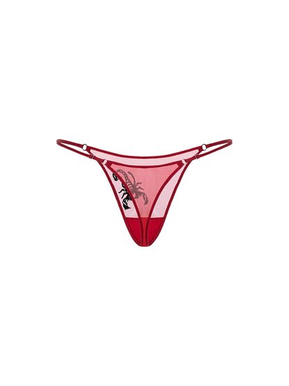 SCORPIO RED G-STRING WITH BLACK EMBROIDERY