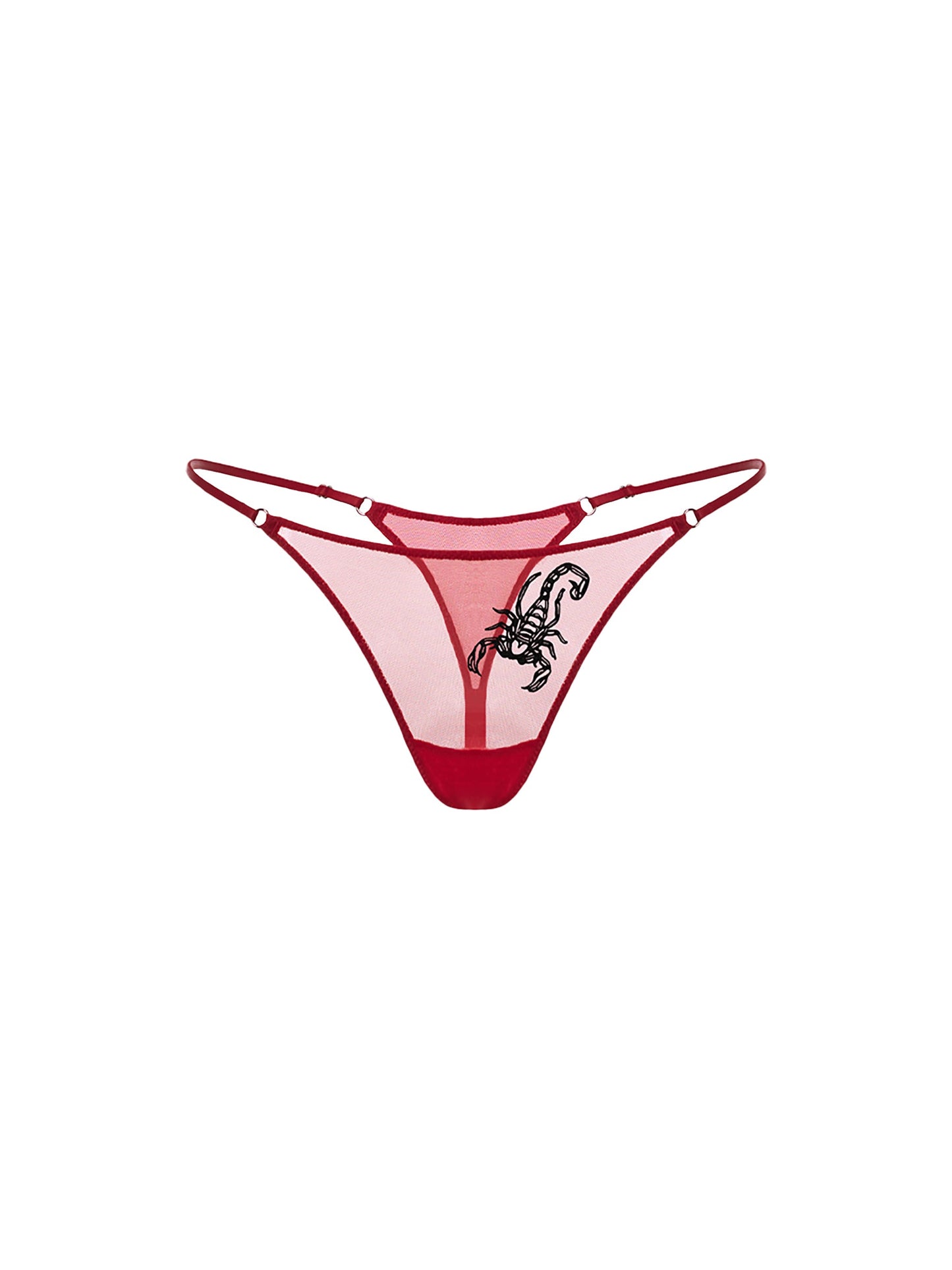 SCORPIO RED G-STRING WITH BLACK EMBROIDERY