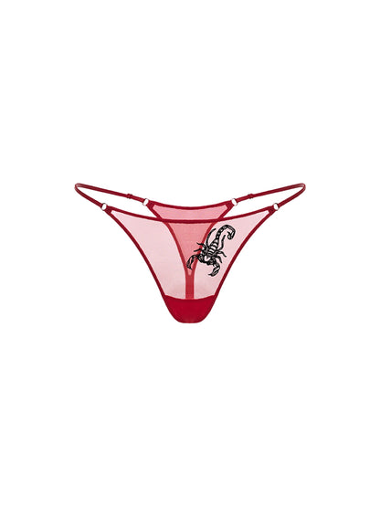SCORPIO RED G-STRING WITH BLACK EMBROIDERY