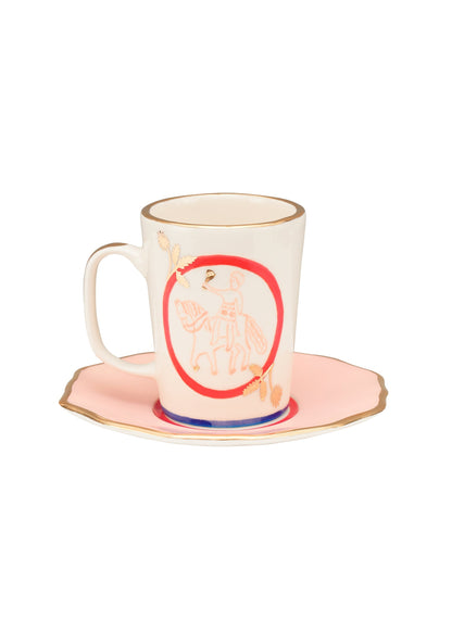 HORSEMAN TEA CUP AND SAUCER