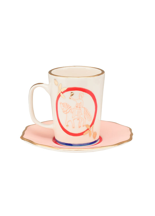 HORSEMAN TEA CUP AND SAUCER