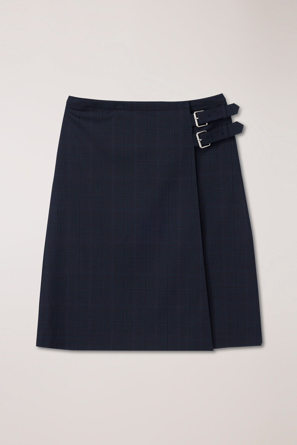 PLEATS MIDI CHECKED SKIRT