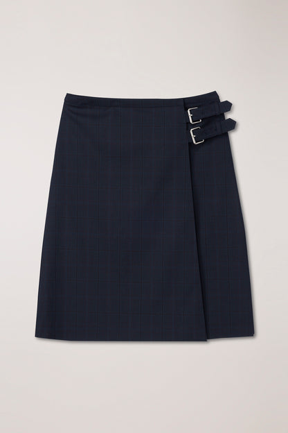 PLEATS MIDI CHECKED SKIRT