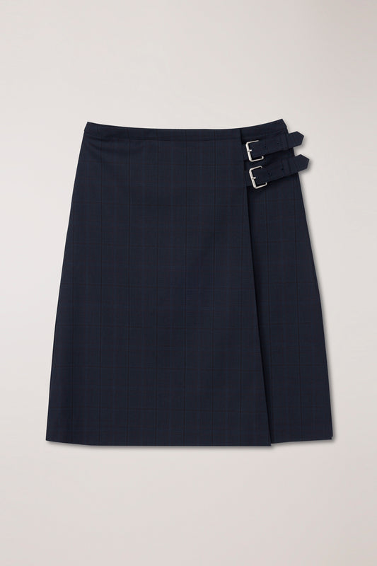 PLEATS MIDI CHECKED SKIRT