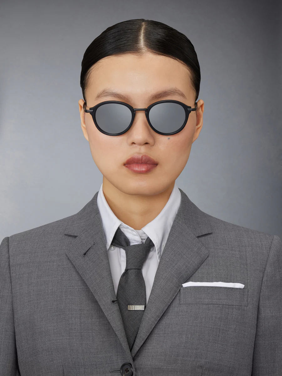 ROUND SUNGLASSES IN ACETATE AND TITANIUM BLACK