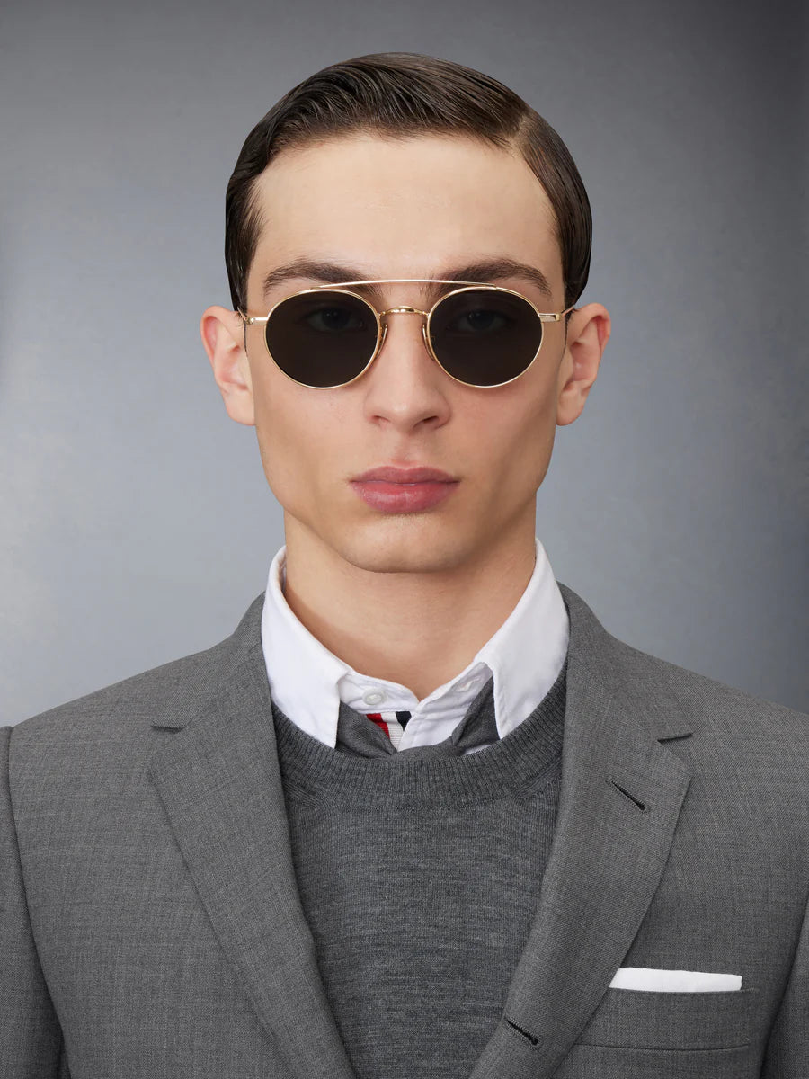 OVAL SUNGLASSES IN TITANIUM GOLD