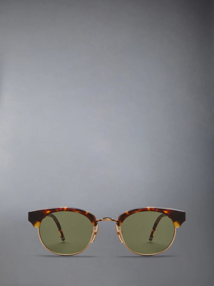 OVAL SUNGLASSES IN ACETATE AND TITANIUM GOLD