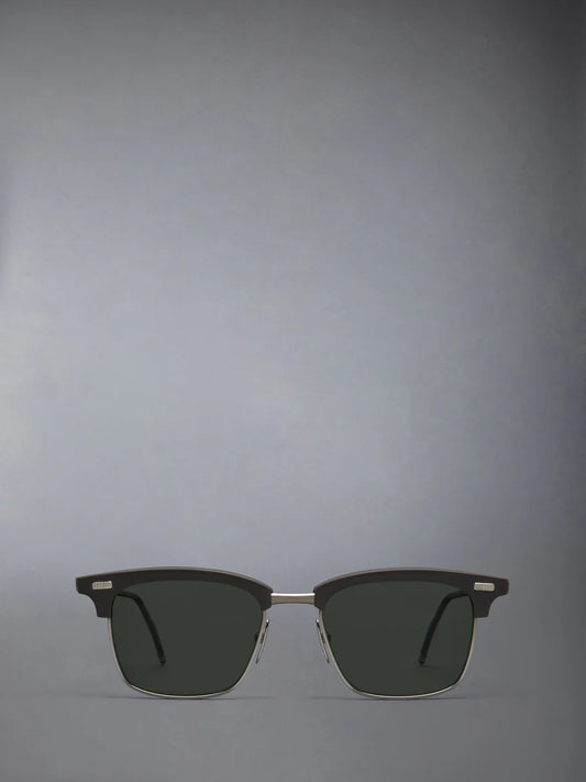RECTANGULAR SUNGLASSES IN ACETATE AND TITANIUM GREY