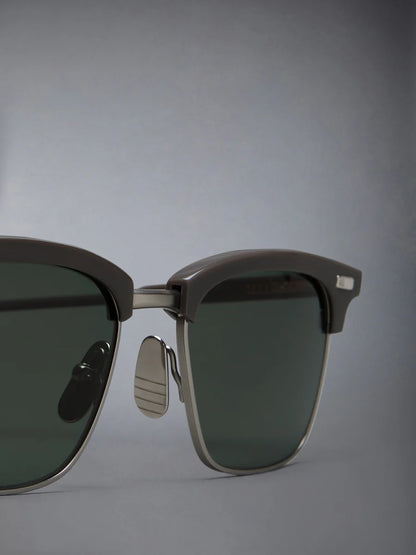 RECTANGULAR SUNGLASSES IN ACETATE AND TITANIUM GREY